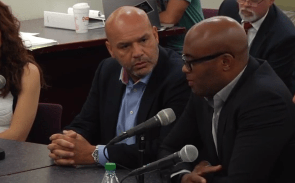 Ed Soares e Anderson Silva no momento da audiência | Reprodução